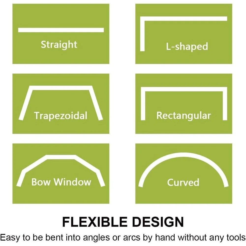 4 Curtain Pannels with 8ft Flexible Curtain Track Set Bendable Rod Neutral Cream